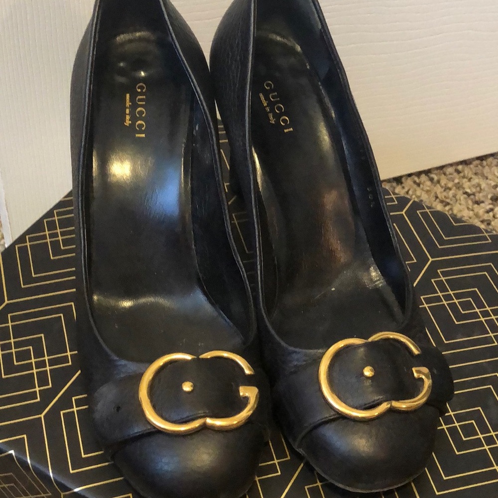 GUCCI Black Leather Heels